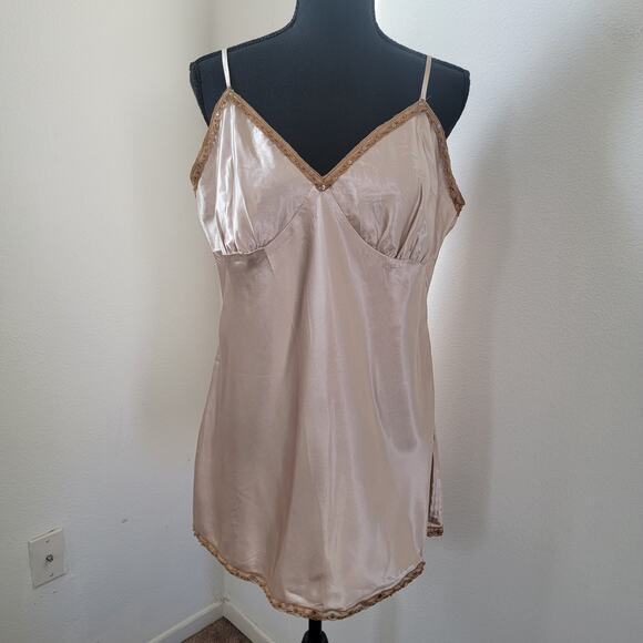 Vintage Y2K Babydoll Satin Slip Lace Sequin Cami Top Xhilaration Adjustable XXL‎ - Picture 1 of 9